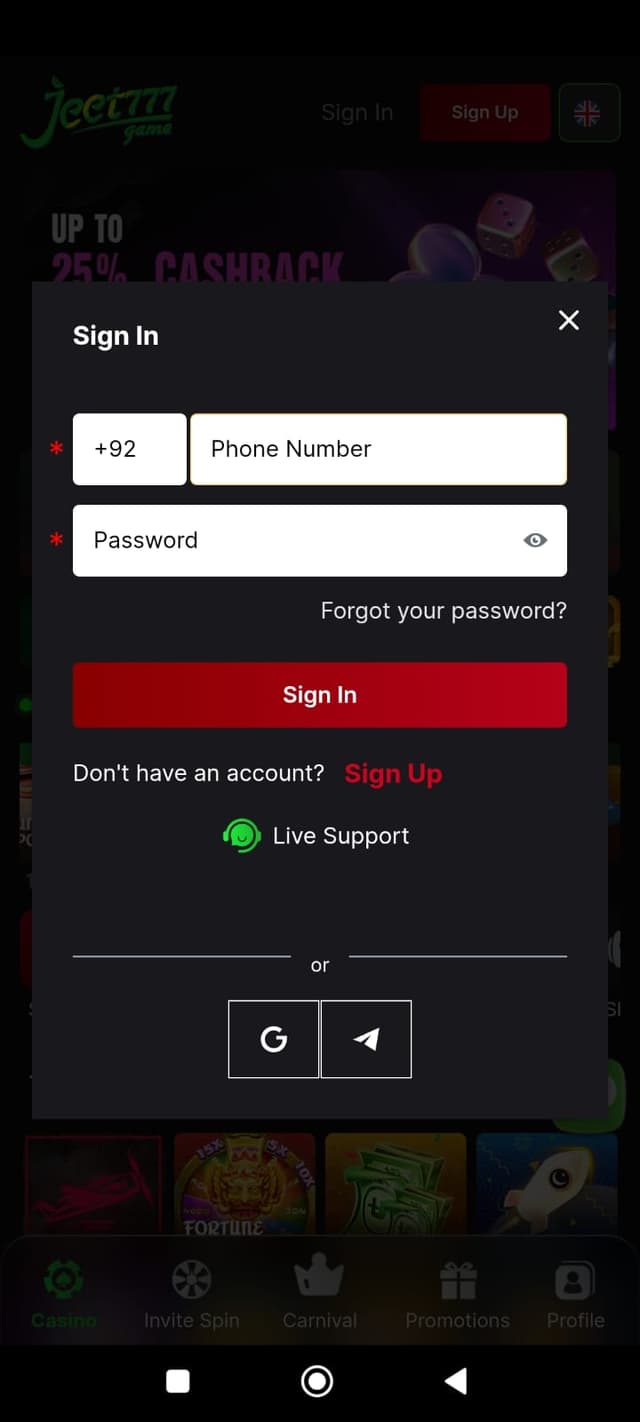 Jeet777 Game Login To Account