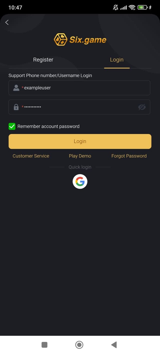 Six Game Login To Account