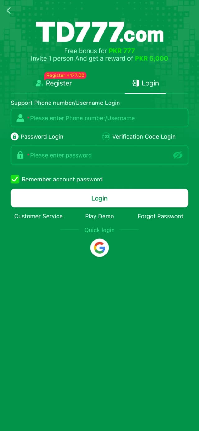 TD777 Game Login To Account